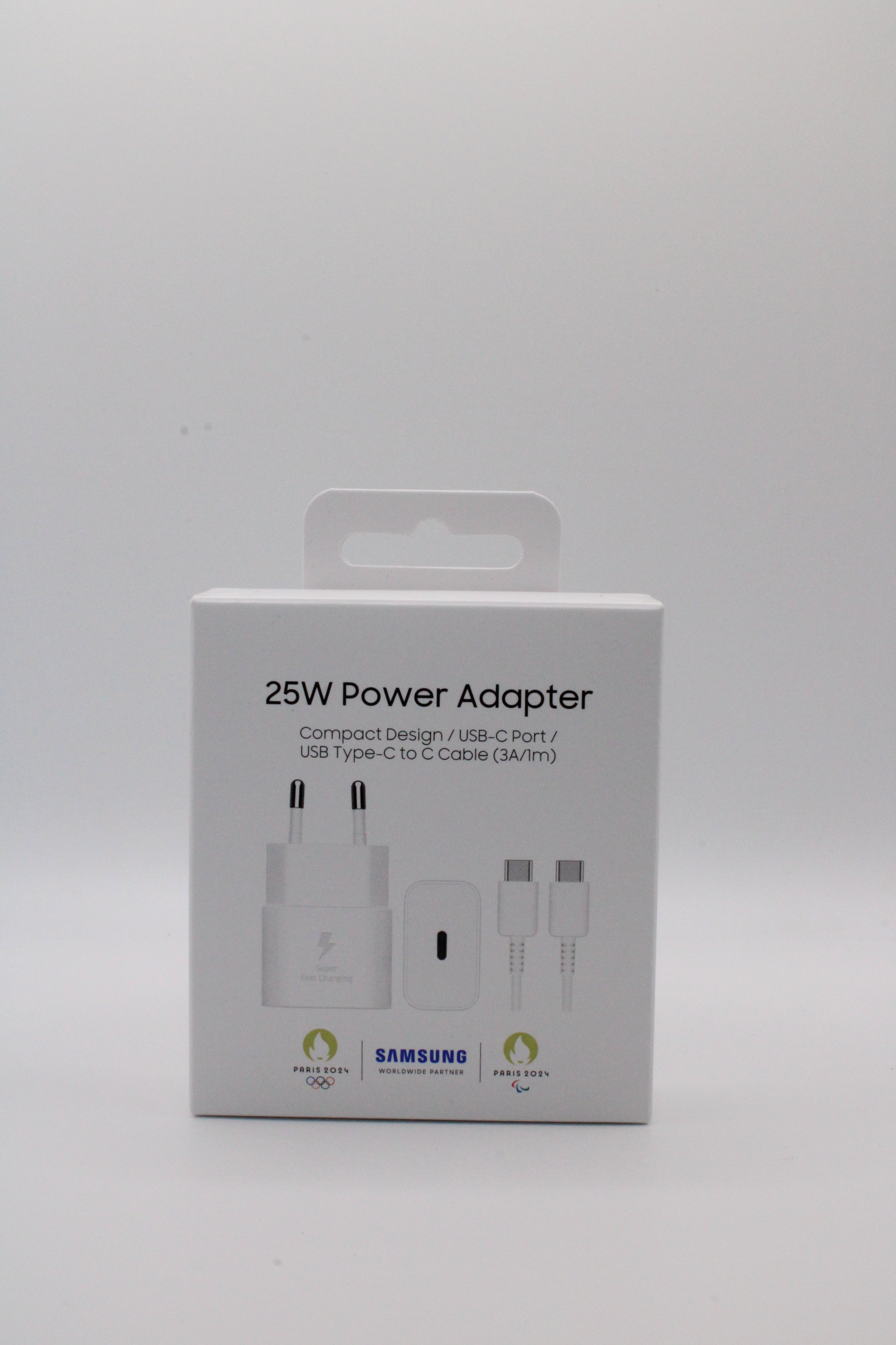 Samsung 25W Power Adapter & USB-C auf USB-C Kabel – Schnellladegerät für Samsung, iPhones und andere USB-C Geräte.