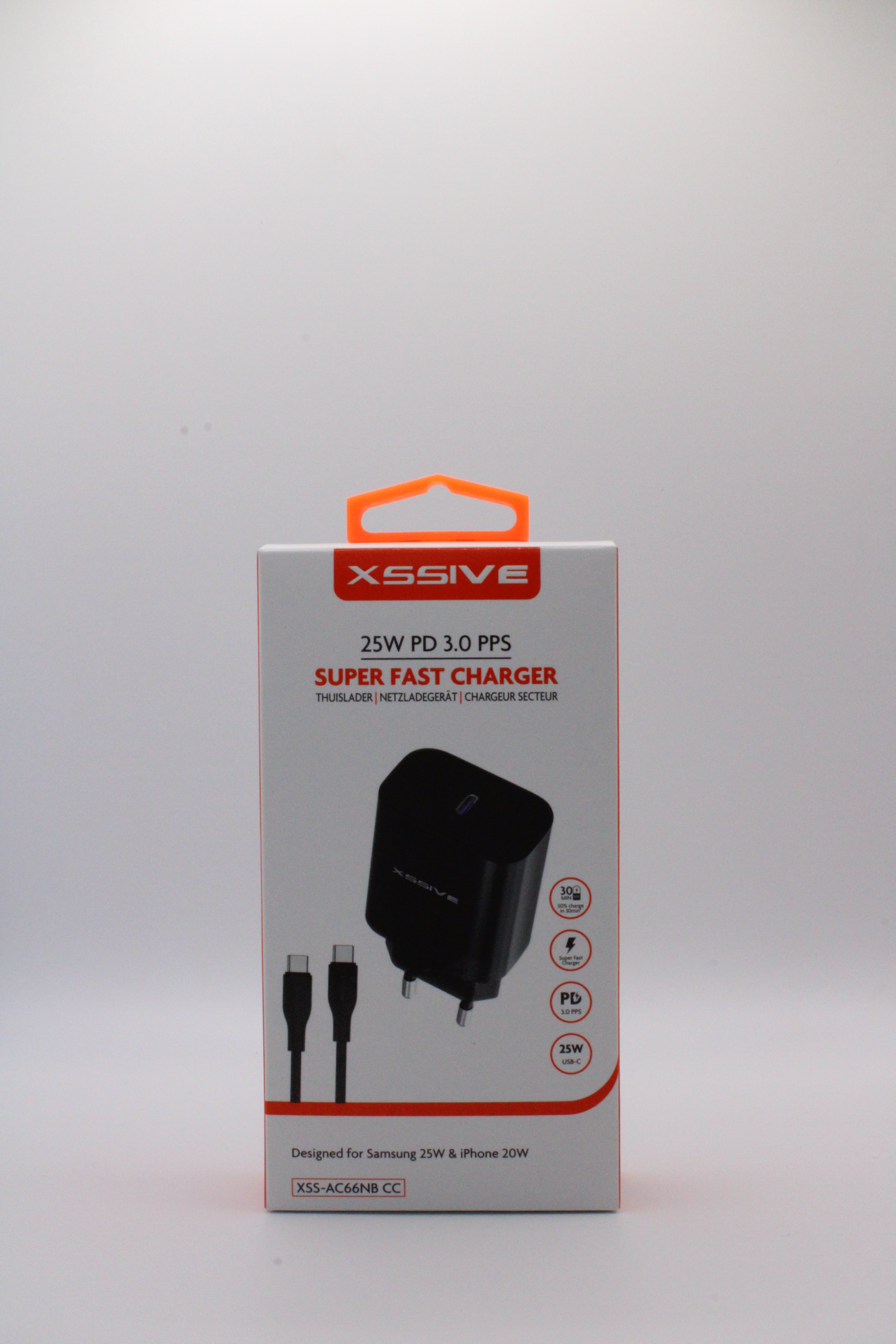 XSSIVE Super Fast Charger 25W 3.0 PPS mit USB-C auf USB-C Kabel