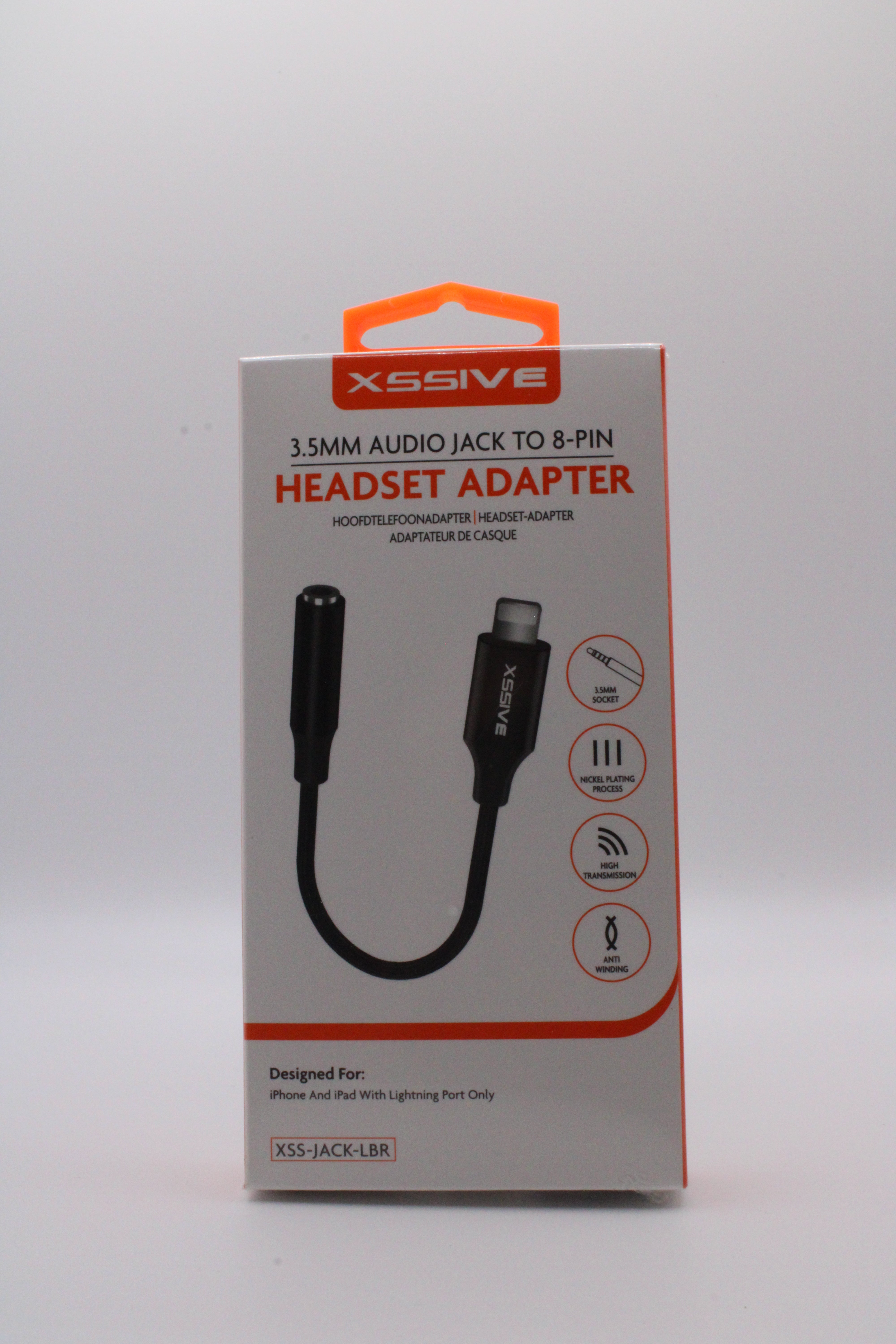 Weißer XSSIVE 3,5mm auf 8-Pin Headset Adapter für iPhones & iPads mit Lightning-Anschluss – kompatibel mit kabelgebundenen Kopfhörern & Headsets