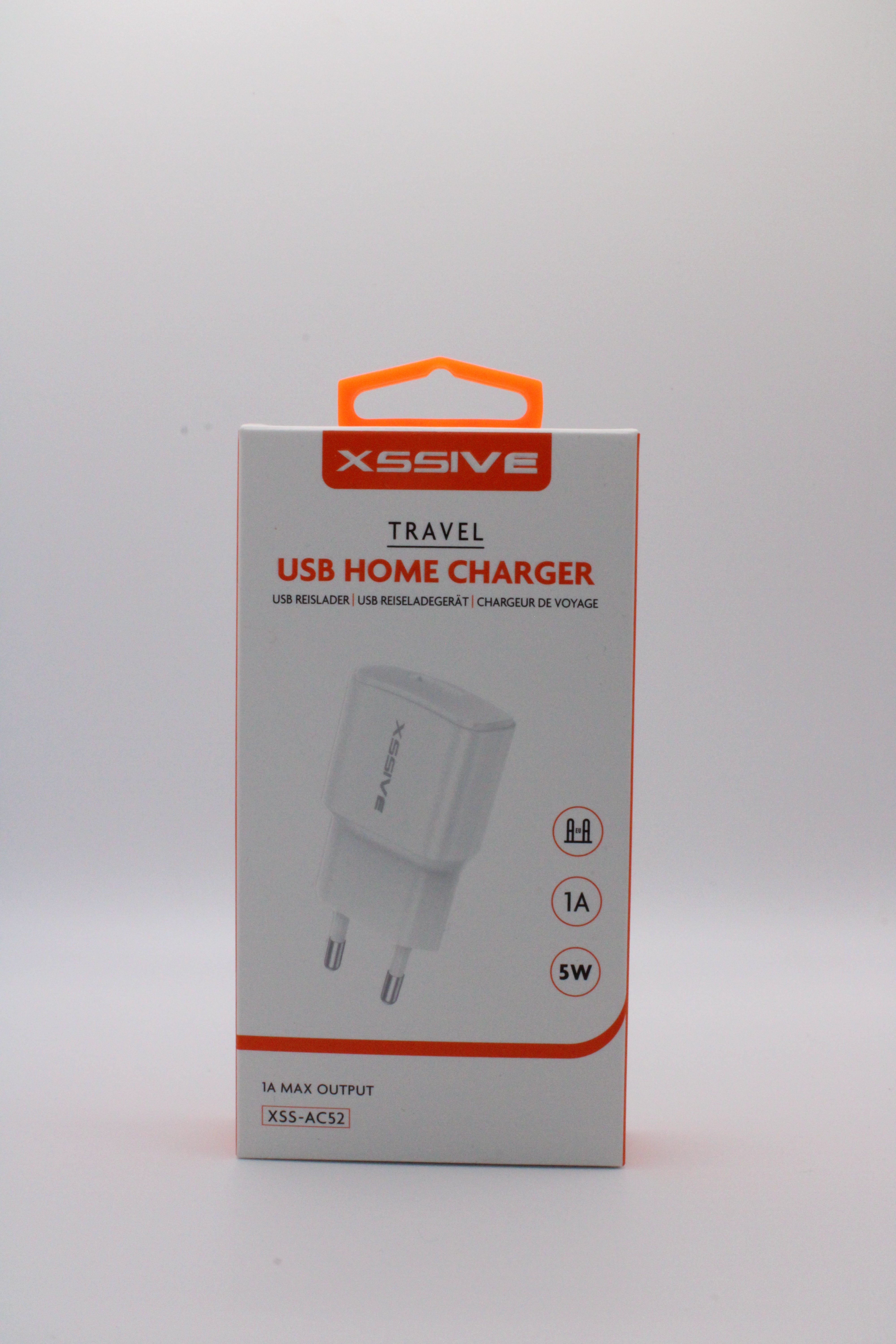 XSSIVE Travel USB Home Charger mit USB-A-Anschluss – Ideal für sicheres Laden von Smartphones, Tablets und Zubehör unterwegs.